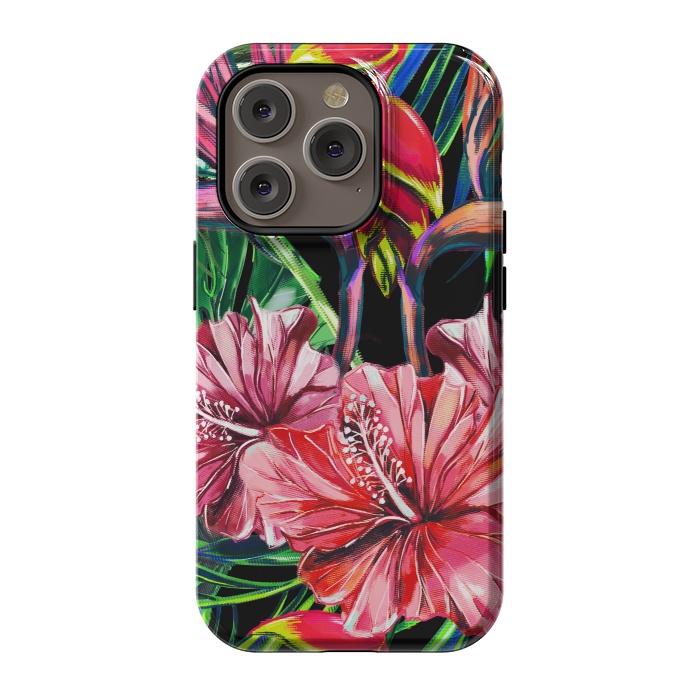 iPhone 14 Pro StrongFit Beautiful Trendy Seamless Floral Jungle Pattern by ArtsCase