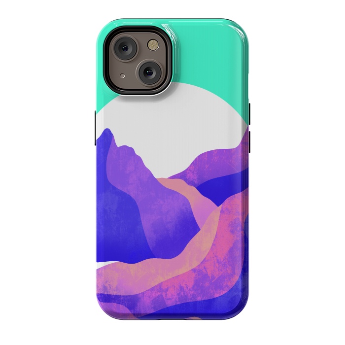 iPhone 14 StrongFit Purple textured mountains by Steve Wade (Swade)
