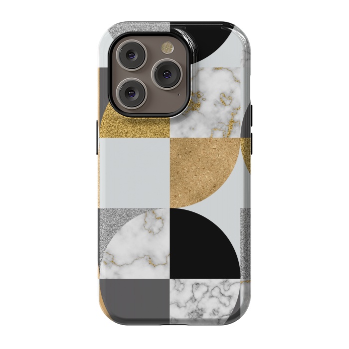 iPhone 14 Pro StrongFit Marble Geometric Pattern Semicircles by ArtsCase