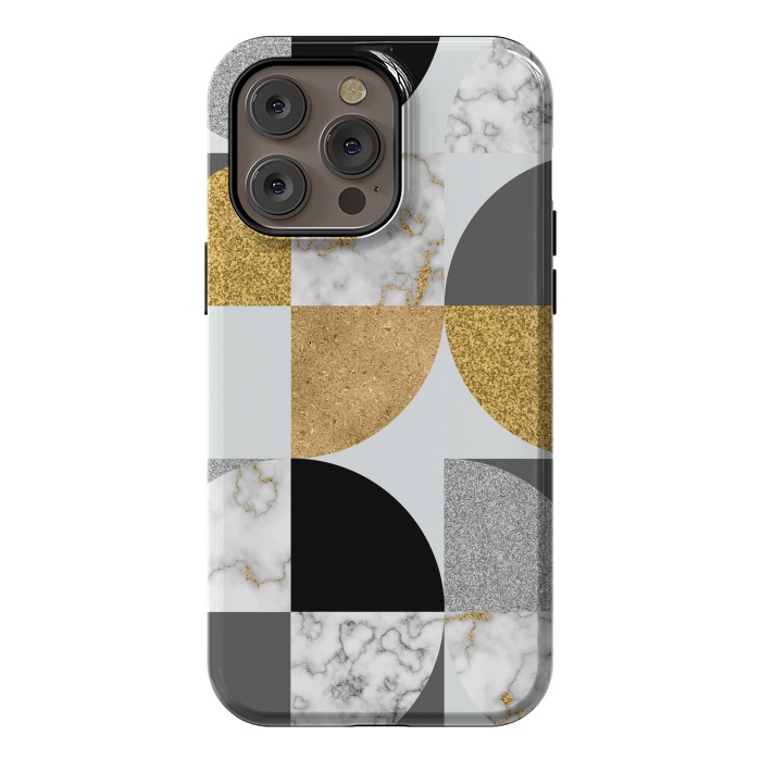 iPhone 14 Pro max StrongFit Marble Geometric Pattern Semicircles by ArtsCase