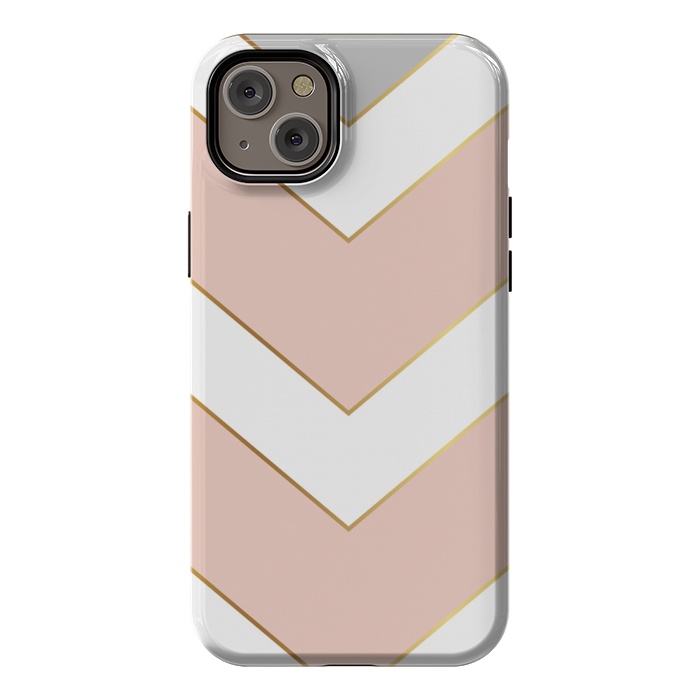iPhone 14 Plus StrongFit Marble with Geometric Design Golden I by ArtsCase