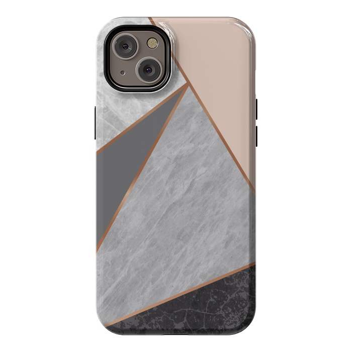 iPhone 14 Plus StrongFit Modern Geometric Minimalist with Marble Texture by ArtsCase