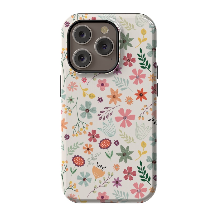 iPhone 14 Pro StrongFit Pretty Flowers Pattern Design XIII by ArtsCase