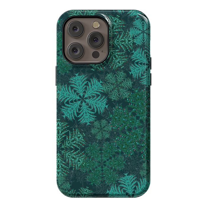 iPhone 14 Pro max StrongFit Xmas Snowflakes Teal by Lotti Brown