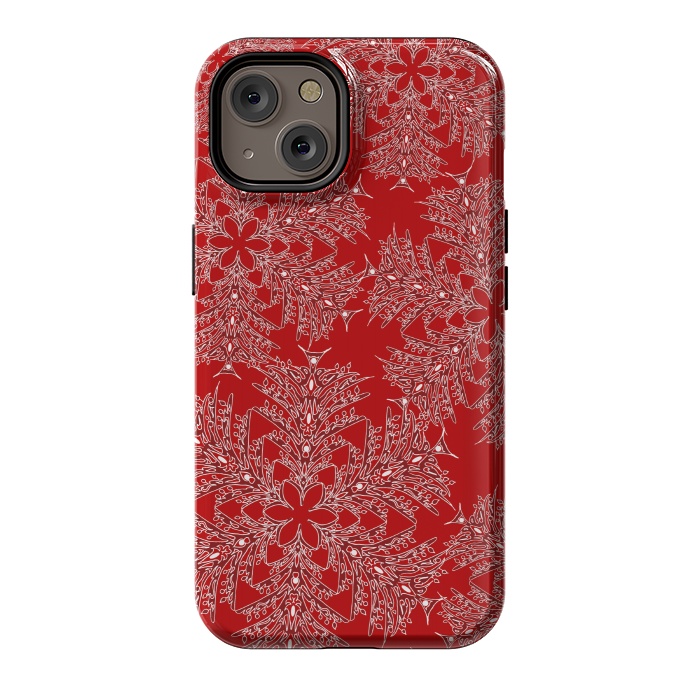 iPhone 14 StrongFit Holiday Mandalas (Red/White) by Lotti Brown