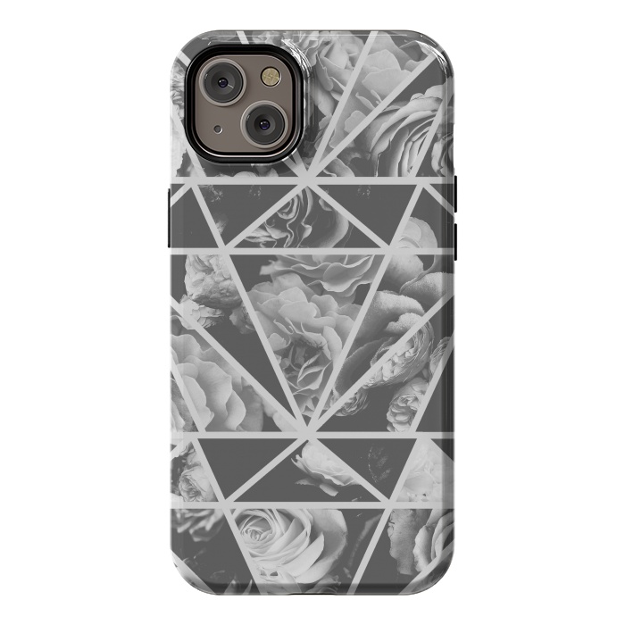 iPhone 14 Plus StrongFit Gray rose petals geo collage by Oana 