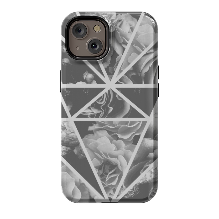 iPhone 14 StrongFit Gray rose petals geo collage by Oana 
