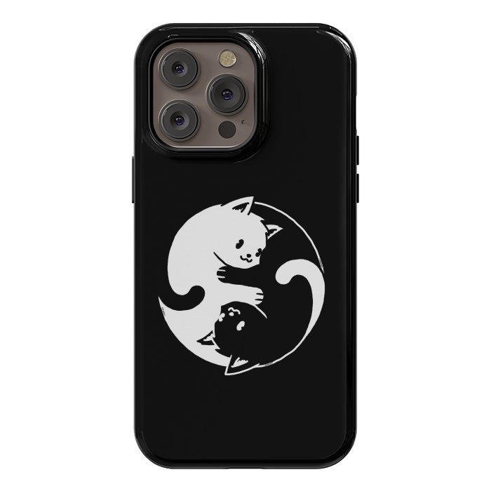 iPhone 14 Pro max StrongFit Yin Yang Cat Black & White by Vó Maria