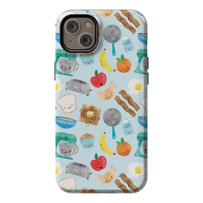 iPhone 14 Plus StrongFit Happy and Cute Breakfast Foods by Noonday Design