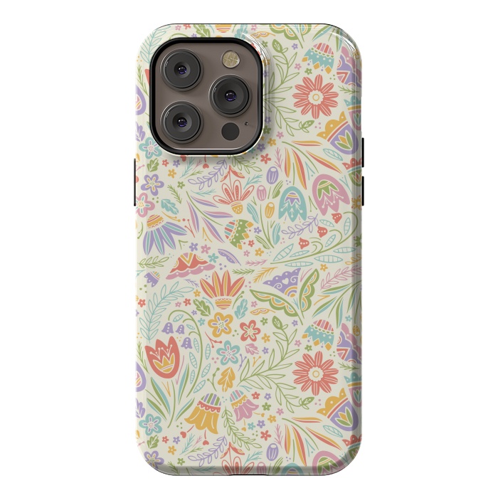 iPhone 14 Pro max StrongFit Pretty Pastel Floral by Noonday Design