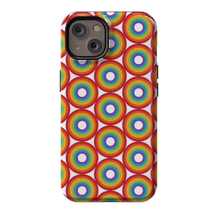 iPhone 14 StrongFit Rainbow Circle Pattern by Majoih