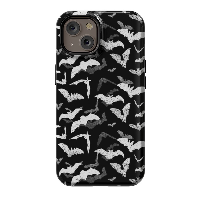 iPhone 14 StrongFit Splattered flying bats Halloween pattern by Oana 