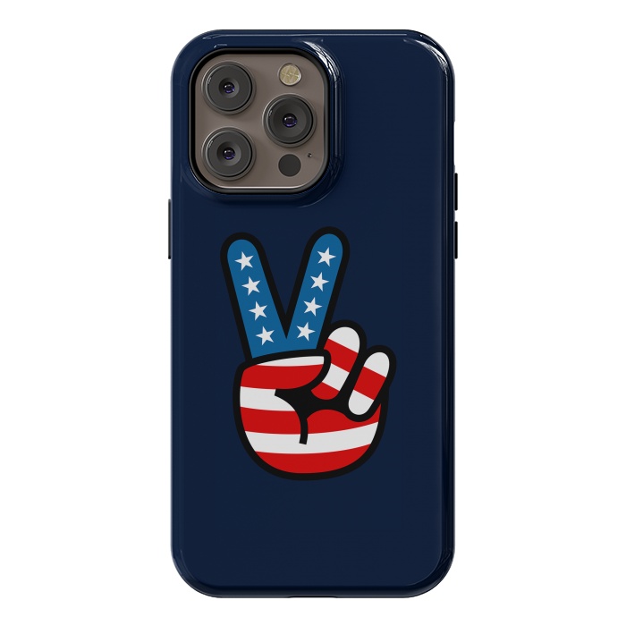 iPhone 14 Pro max StrongFit Peace Love Hand USA Flag Vintage Solid 3 by Vó Maria