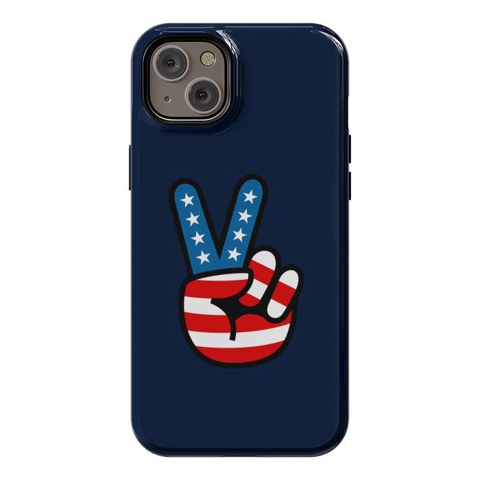 iPhone 14 Plus StrongFit Peace Love Hand USA Flag Vintage Solid 3 by Vó Maria