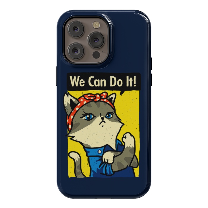 iPhone 14 Pro max StrongFit Purrsist Cat We Can Do It by Vó Maria