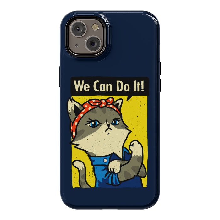 iPhone 14 Plus StrongFit Purrsist Cat We Can Do It by Vó Maria