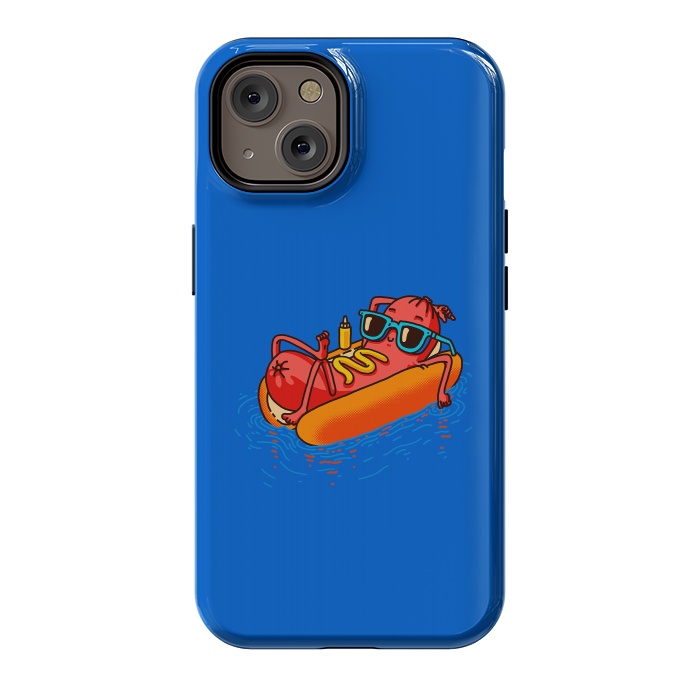 iPhone 14 StrongFit Hot Dog Summer Vacation Swimming Pool by Vó Maria