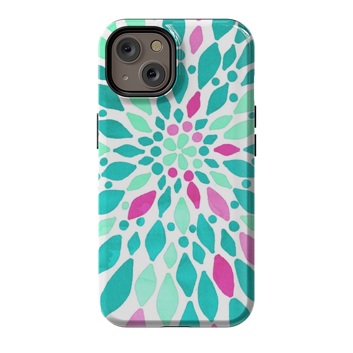 iPhone 14 StrongFit Radiant Dahlia - Pink & Teal by Tangerine-Tane