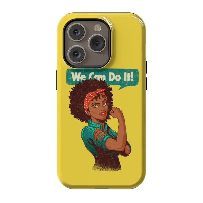 iPhone 14 Pro StrongFit We Can Do It! Black Girl Black Queen Shirt V2 by Vó Maria