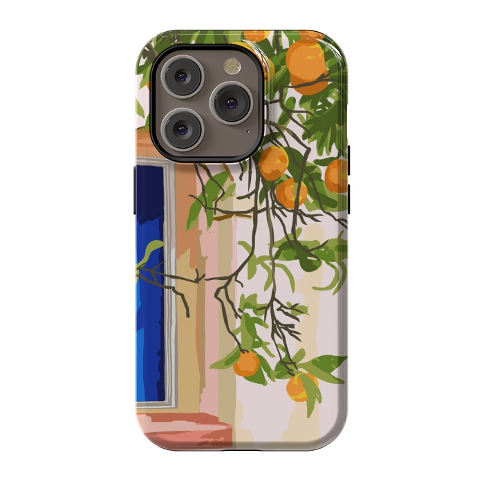 iPhone 14 Pro StrongFit Wherever you go, go with all your heart | Summer Travel Morocco Boho Oranges | Architecture Building by Uma Prabhakar Gokhale