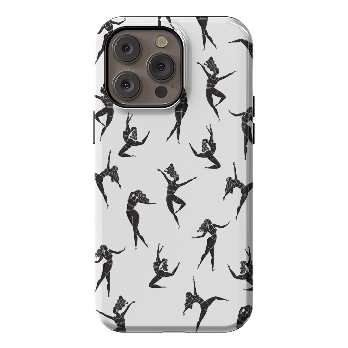 iPhone 14 Pro max StrongFit Dance Girl Pattern Black and White by Jelena Obradovic