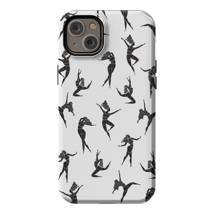 iPhone 14 Plus StrongFit Dance Girl Pattern Black and White by Jelena Obradovic