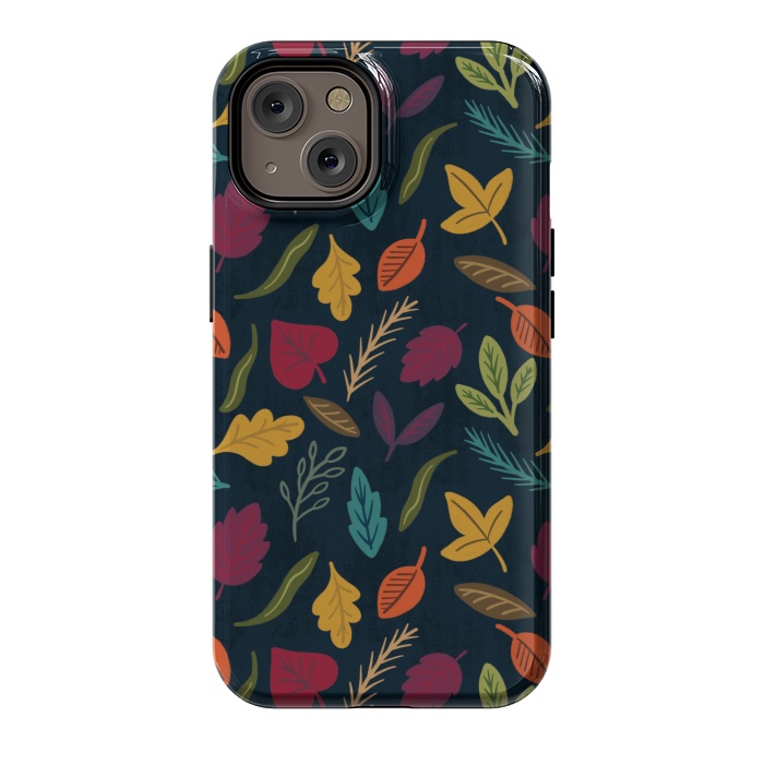 iPhone 14 StrongFit Bold and Colorful Fall Leaves by Noonday Design