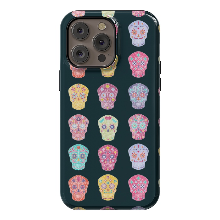 iPhone 14 Pro max StrongFit Day of the Dead Mexican Sugar Skulls by Nic Squirrell