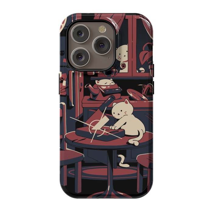 iPhone 14 Pro StrongFit Haunted by cats by Ilustrata