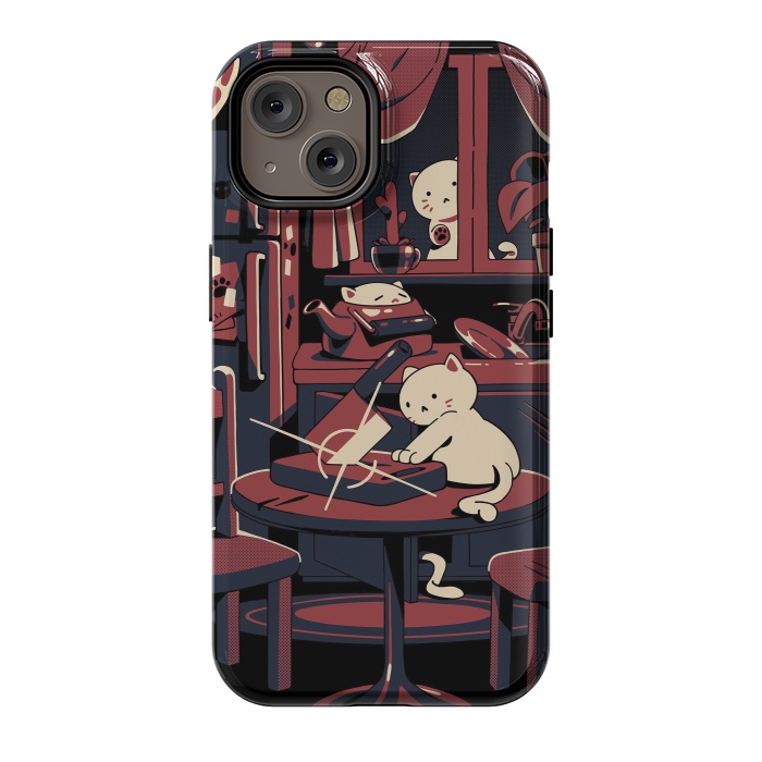 iPhone 14 StrongFit Haunted by cats by Ilustrata