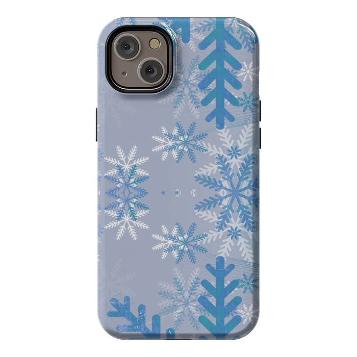 iPhone 14 Plus StrongFit Baby blue snowflakes Christmas pattern by Oana 