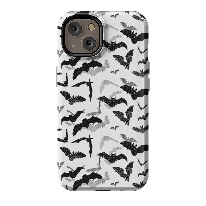 iPhone 14 StrongFit Grunge flying bats Halloween pattern by Oana 