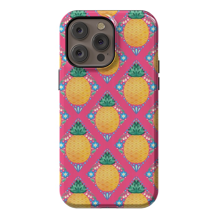 iPhone 14 Pro max StrongFit Bright Pineapple by Noonday Design