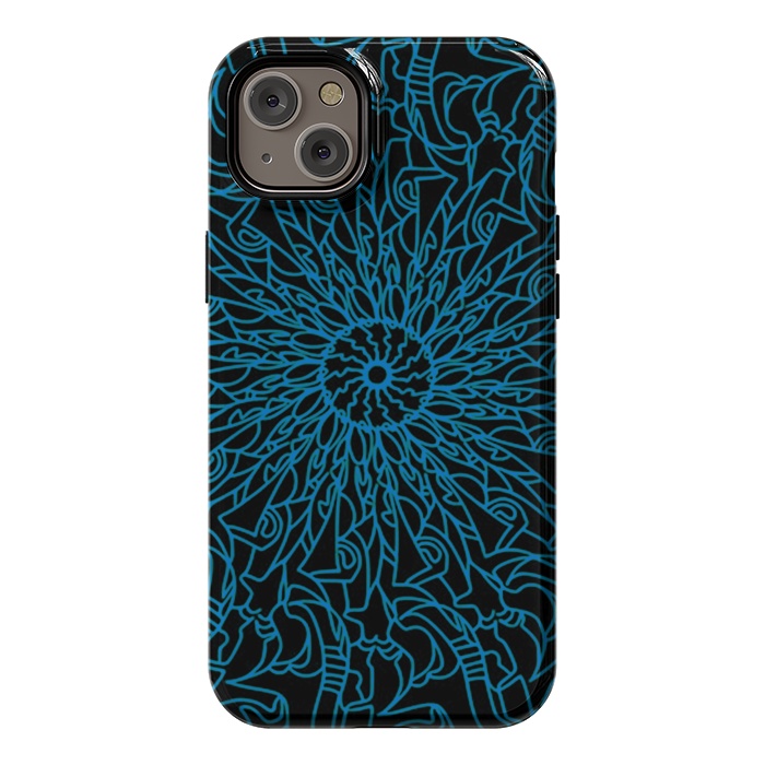 iPhone 14 Plus StrongFit Blue intricate pattern floral mandala geometry by Josie