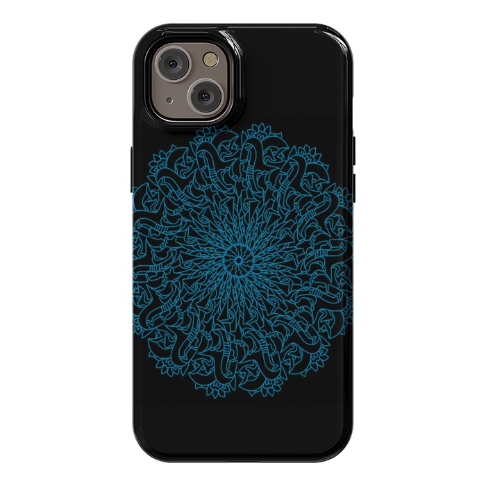 iPhone 14 Plus StrongFit Blue floral mandalas by Josie