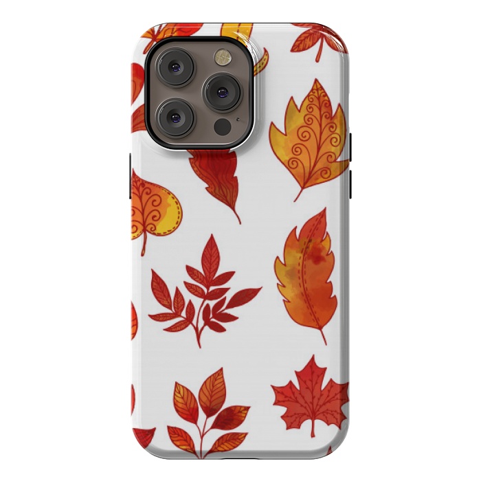 iPhone 14 Pro max StrongFit orange leaves pattern 4  by MALLIKA