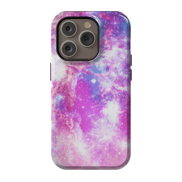 iPhone 14 Pro StrongFit Pink blue starry galaxy by Oana 