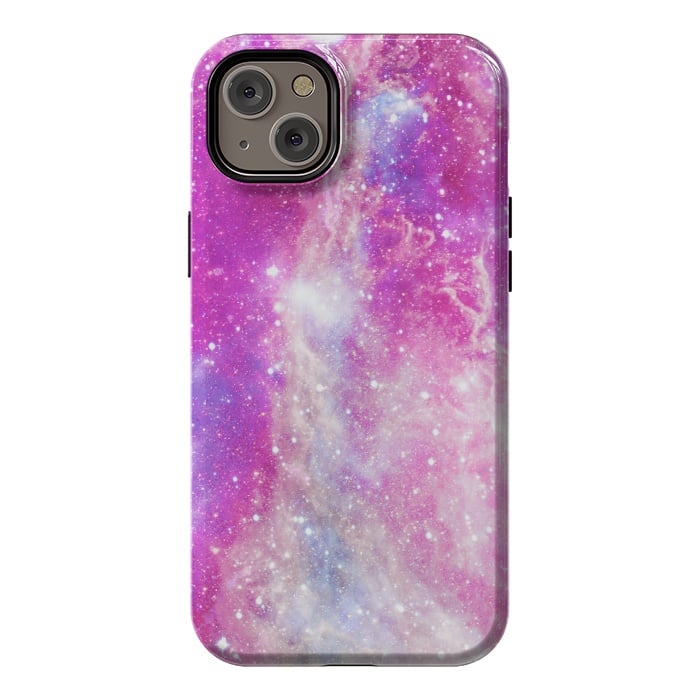 iPhone 14 Plus StrongFit Pink blue starry galaxy by Oana 