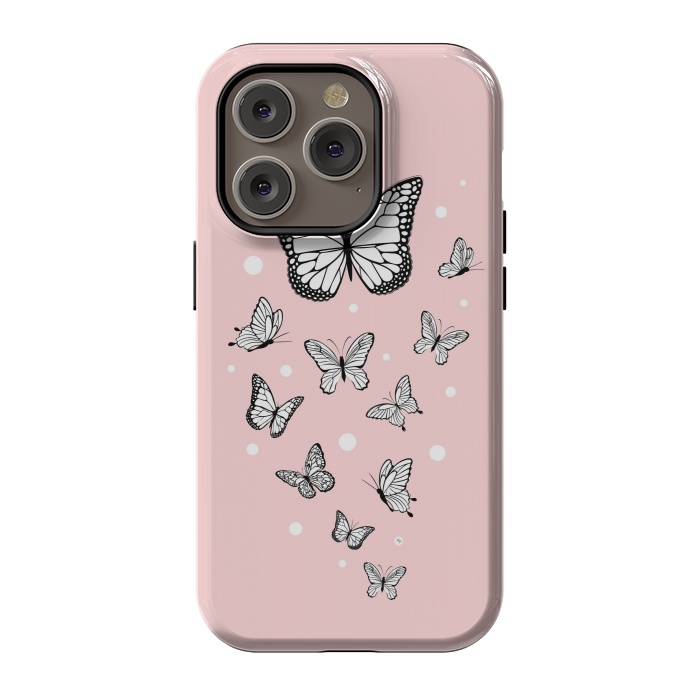 iPhone 14 Pro StrongFit Pink Butterflies by Martina