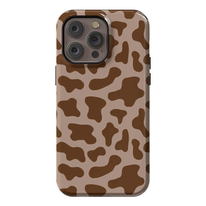iPhone 14 Pro max StrongFit Chocolate Milk Brown Cow Print by Julie Erin Designs