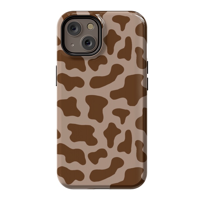 iPhone 14 StrongFit Chocolate Milk Brown Cow Print by Julie Erin Designs