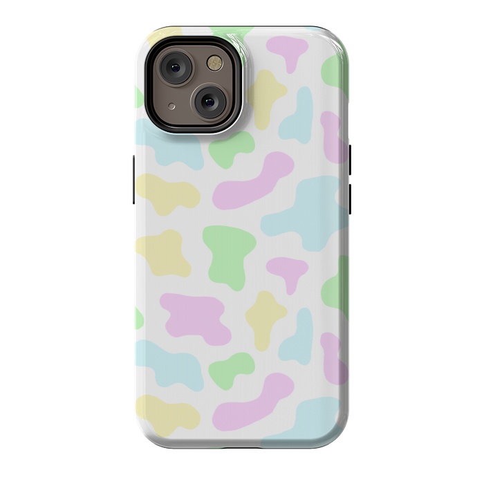 iPhone 14 StrongFit Pastel Rainbow Cow Print by Julie Erin Designs