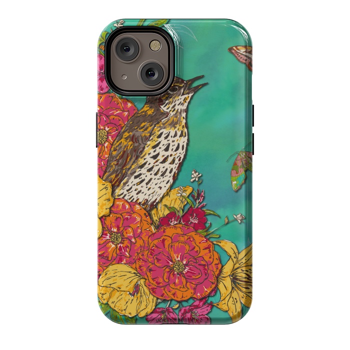 iPhone 14 StrongFit Floral Songthrush by Lotti Brown