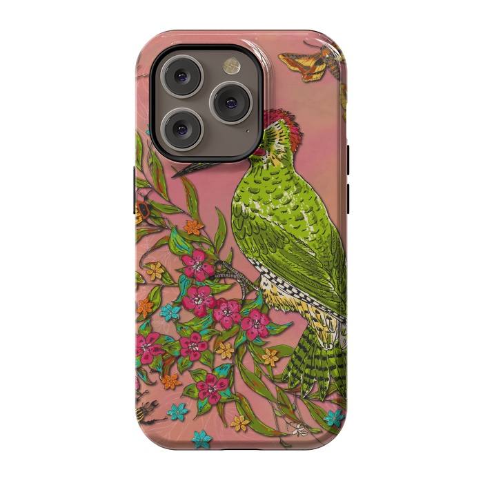 iPhone 14 Pro StrongFit Floral Woodpecker by Lotti Brown