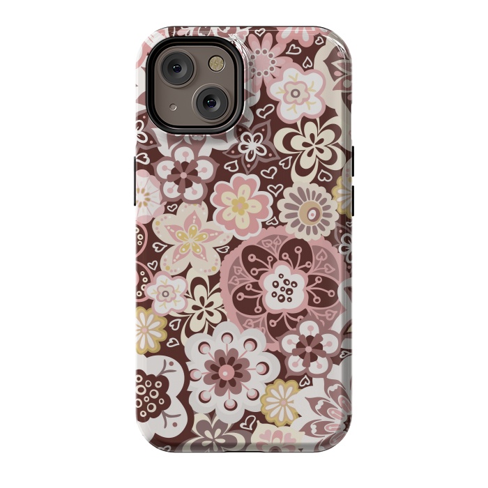 iPhone 14 StrongFit Bouquet of Blooms-Brown and Yellow by Paula Ohreen