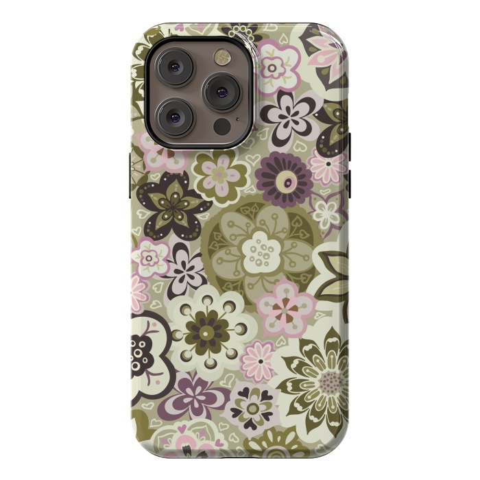 iPhone 14 Pro max StrongFit Bouquet of Blooms-Green and Pink by Paula Ohreen