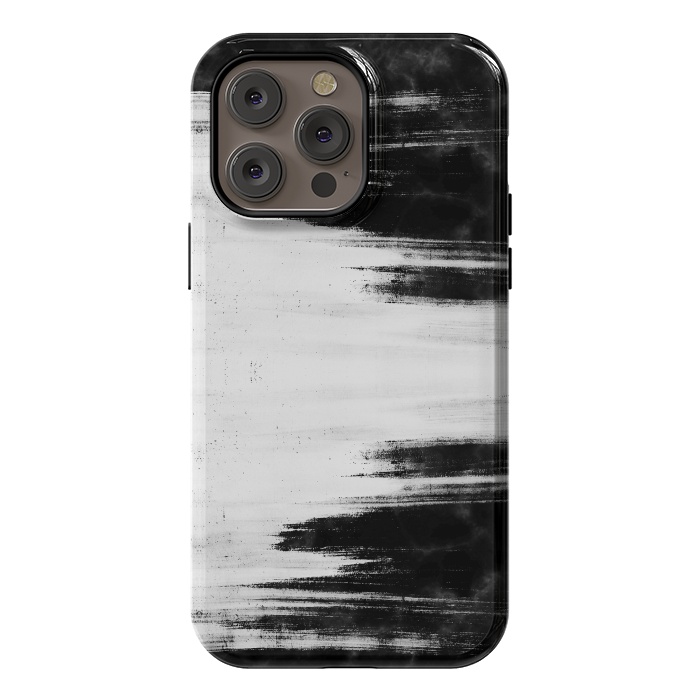 iPhone 14 Pro max StrongFit Black and white brushed marble by Oana 