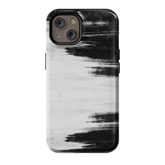 iPhone 14 StrongFit Black and white brushed marble by Oana 