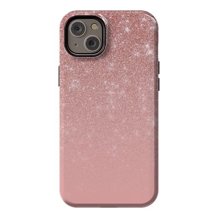 iPhone 14 Plus StrongFit Glam Rose Gold Glitter Ombre by Julie Erin Designs