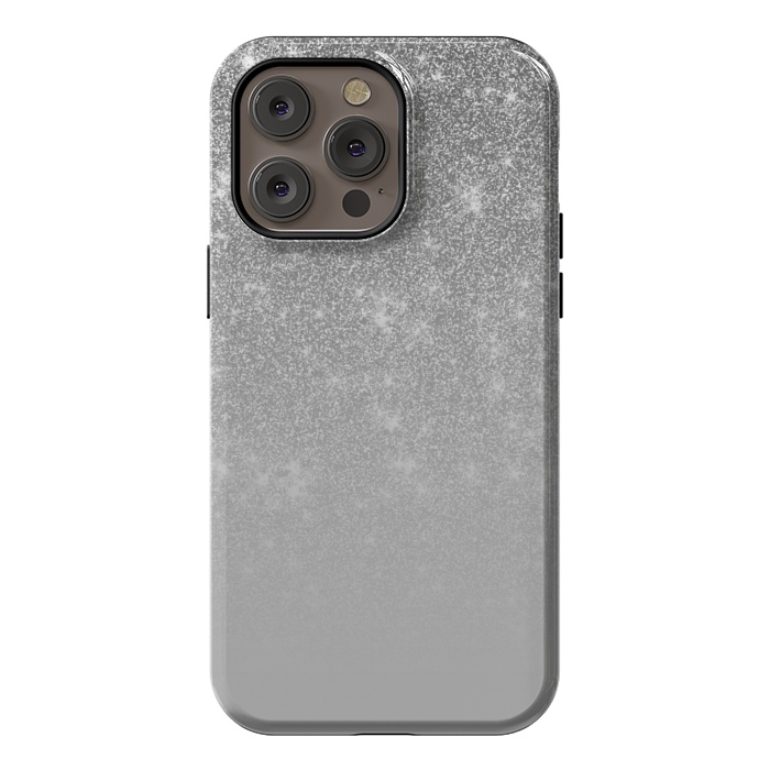 iPhone 14 Pro max StrongFit Glam Silver Glitter Grey Ombre Gradient by Julie Erin Designs
